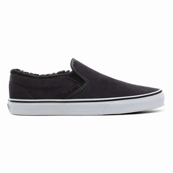 Vans Suede Sherpa Classic - Miesten Slip-on kengät - Obsidian/Mustat